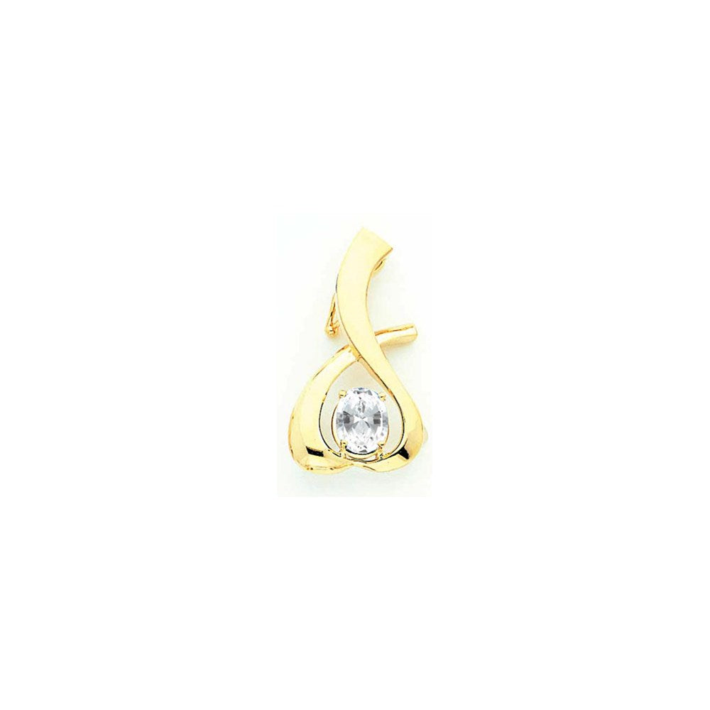 14K Gelbgold 10x8mm Oval Zirkonia Anhänger