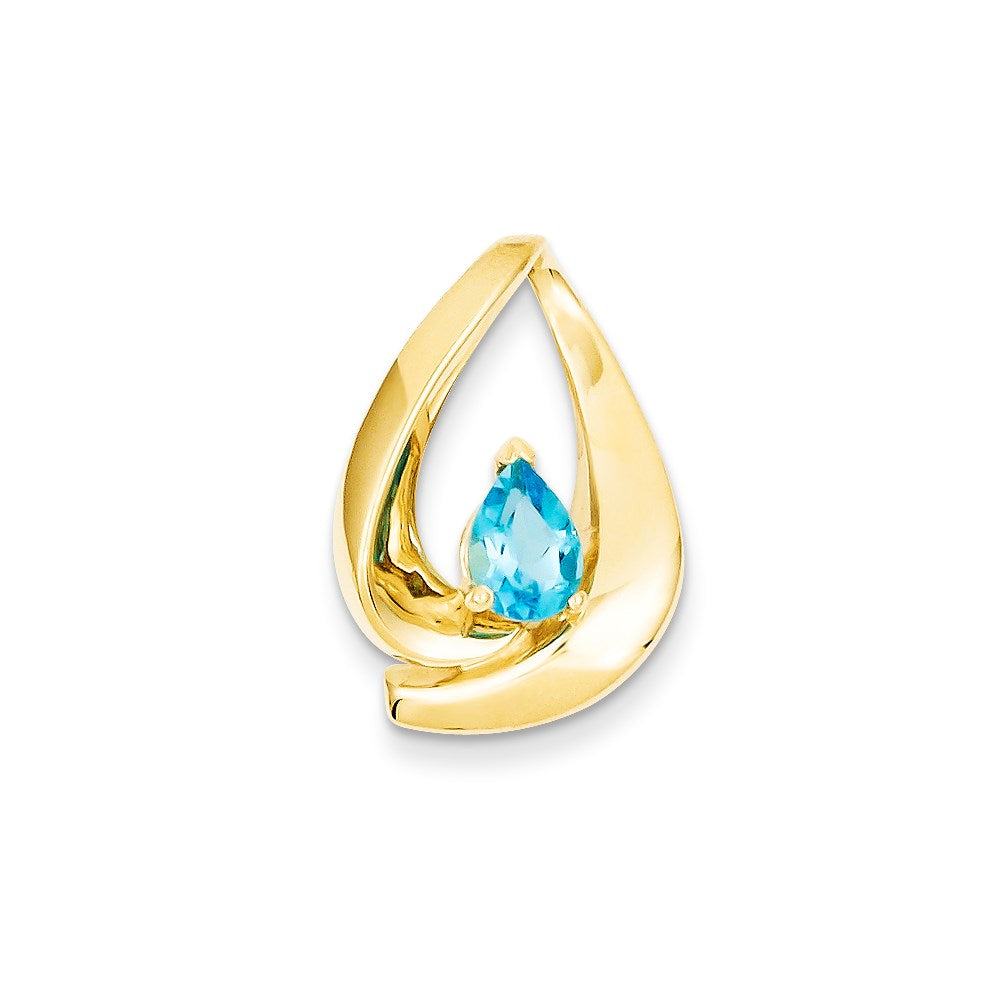14K Gelbgold 7x5mm Tropfen Blautopas Anhänger
