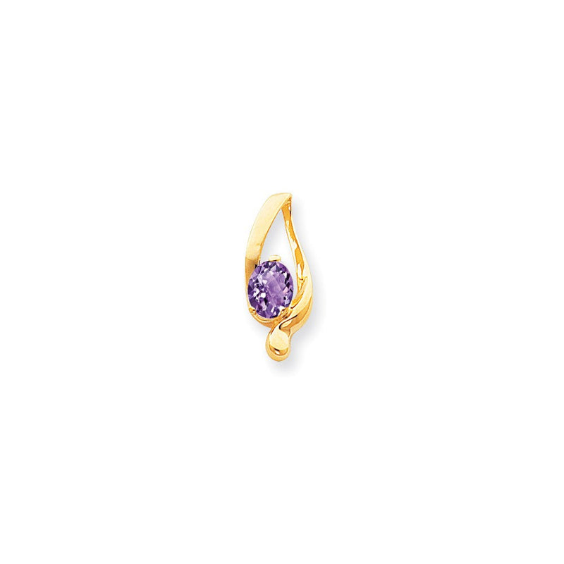14K Gelbgold 8x6mm Oval Amethyst Karo Anhänger