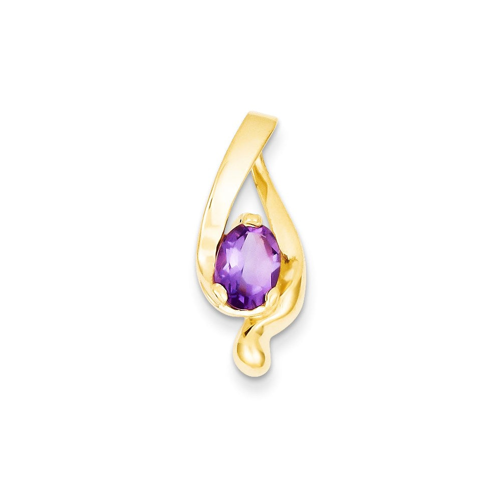 14K Gelbgold 8x6mm Oval Amethyst Anhänger