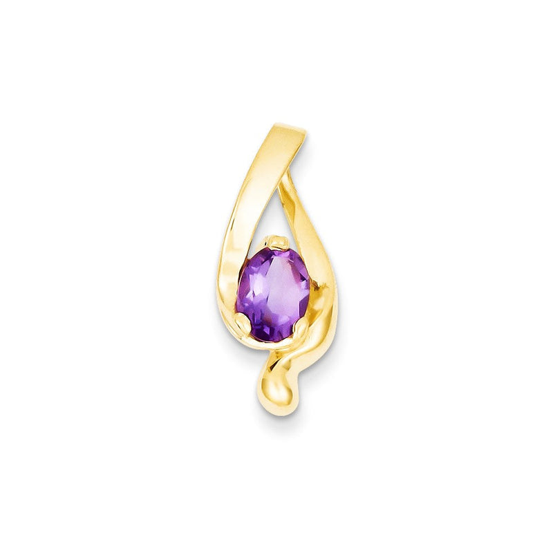 14K Gelbgold 8x6mm Oval Amethyst Anhänger