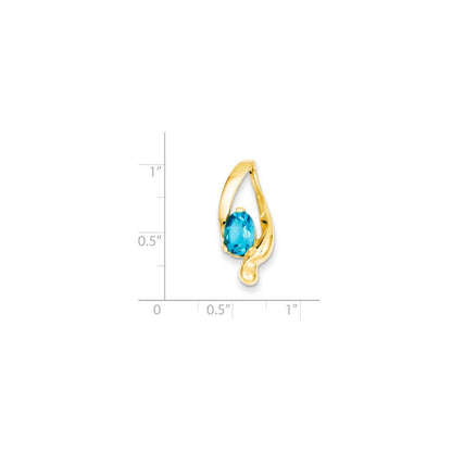 14K Gelbgold 8x6mm Oval Blautopas Anhänger