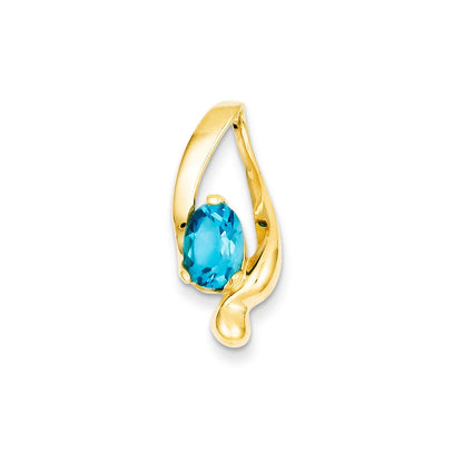 14K Gelbgold 8x6mm Oval Blautopas Anhänger