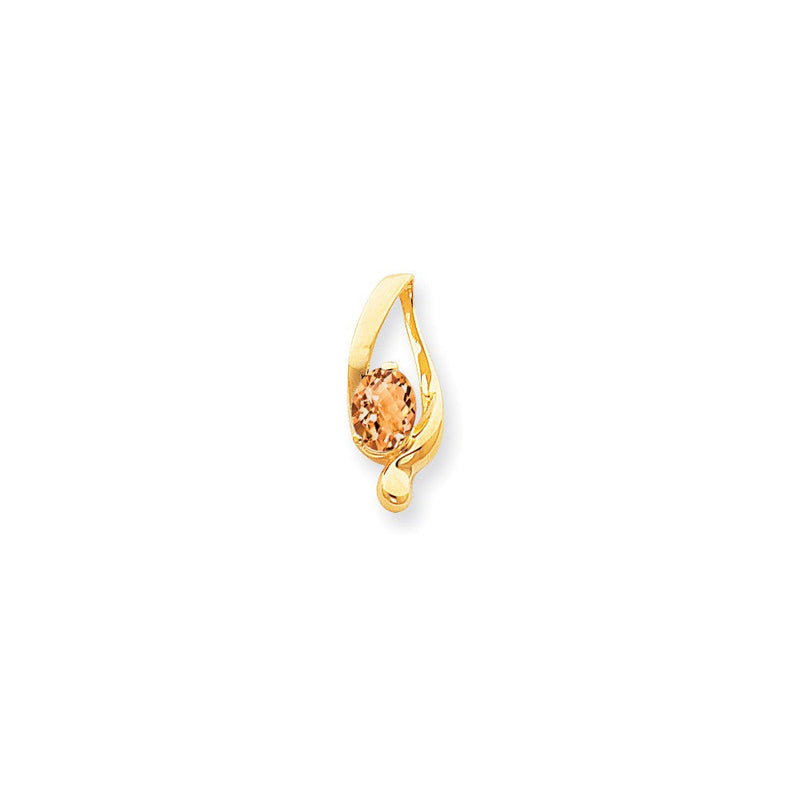 14K Gelbgold 8x6mm Oval Citrin Karo Anhänger