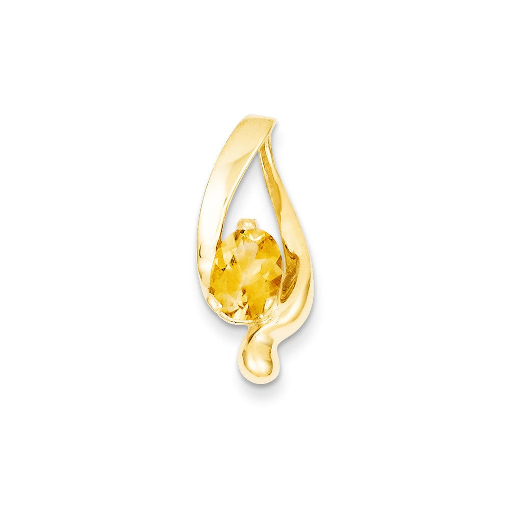 14K Gelbgold 8x6mm Oval Citrin Anhänger