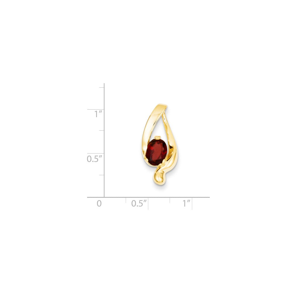 14K Gelbgold 8x6mm Oval Granat Anhänger