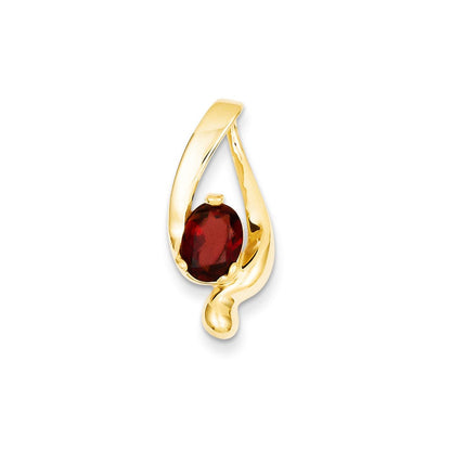 14K Gelbgold 8x6mm Oval Granat Anhänger