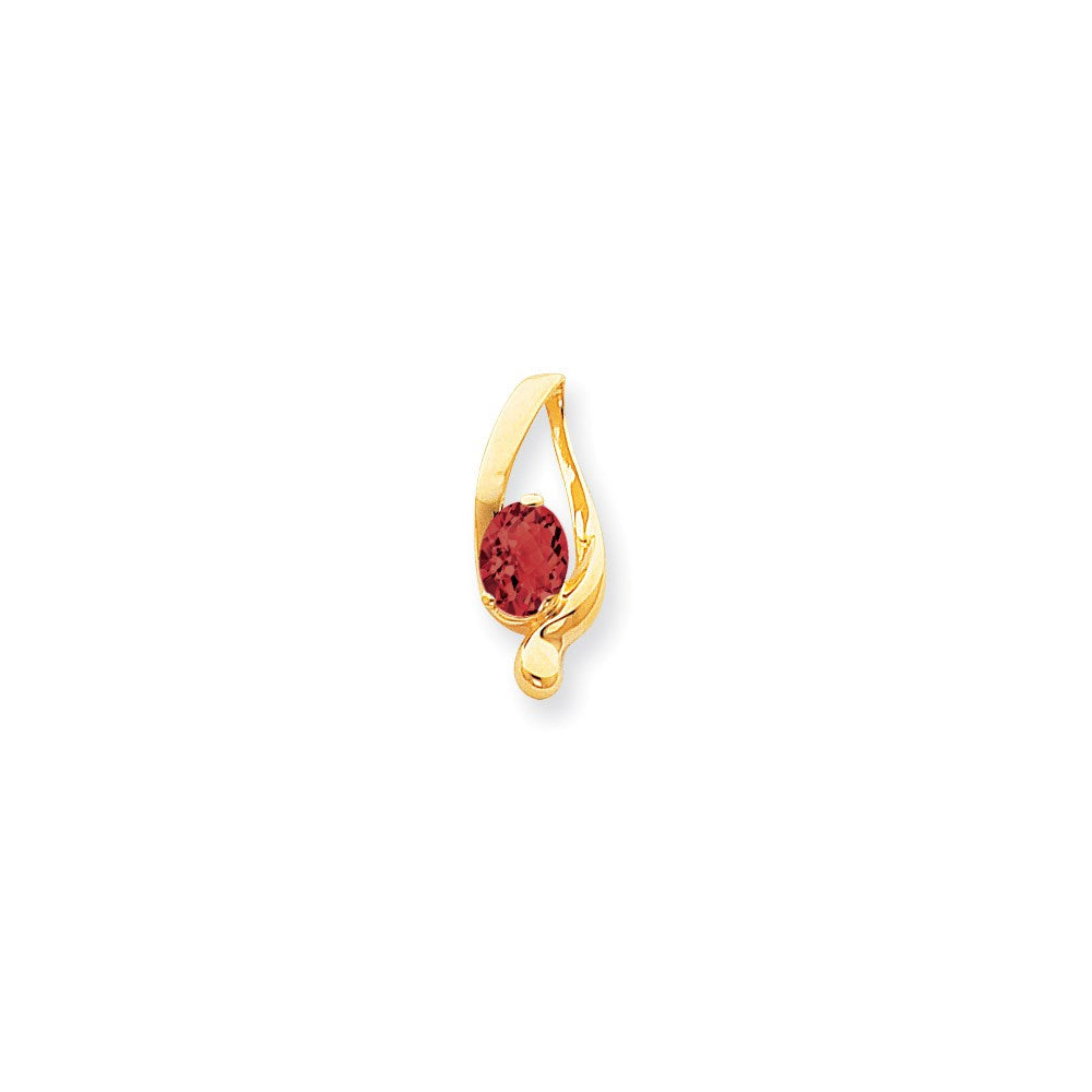 14K Gelbgold 8x6mm Oval Granat Karo Anhänger
