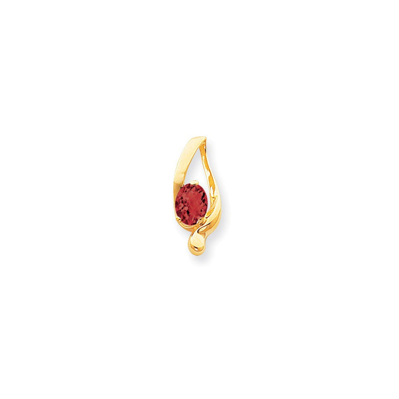 14K Gelbgold 8x6mm Oval Granat Karo Anhänger