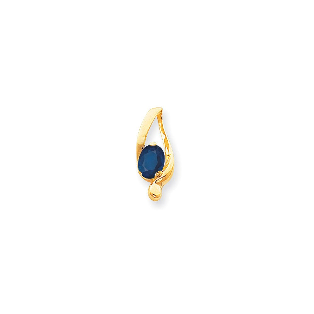 14K Gelbgold 8x6mm Oval Saphir Anhänger