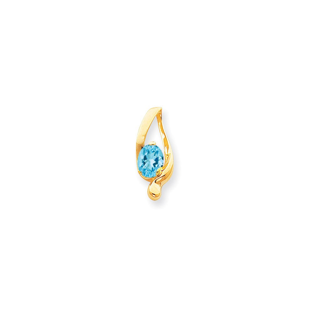 14K Gelbgold 8x6mm Oval Tansanit Anhänger