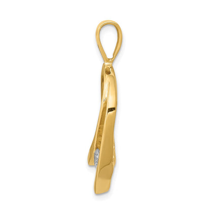 14K Gelbgold Slide-Anhänger für 1 Stein mit 4 mm VS Diamant