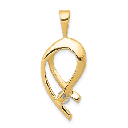 14K Gelbgold Slide-Anhänger für 1 Stein mit 4 mm VS Diamant
