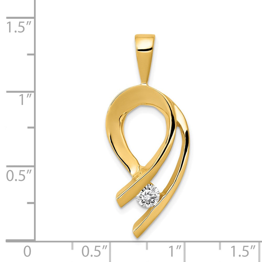 14K Gelbgold Slide-Anhänger für 1 Stein mit 4 mm VS Diamant