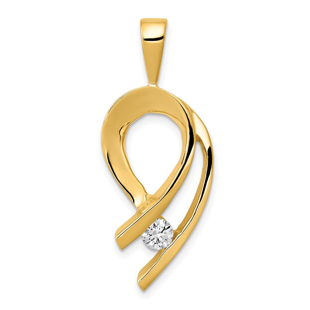 14K Gelbgold Slide-Anhänger für 1 Stein mit 4 mm VS Diamant