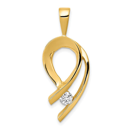 14K Gelbgold Slide-Anhänger für 1 Stein mit 4 mm VS Diamant