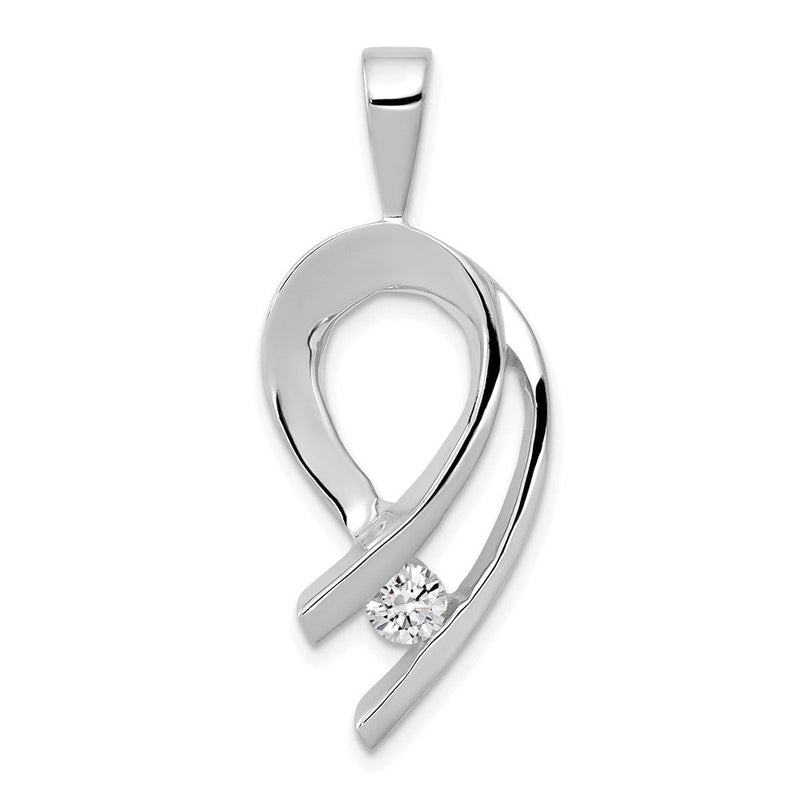 14K Weißgold Slide-Anhänger mit 1 Diamant, 4 mm, VS