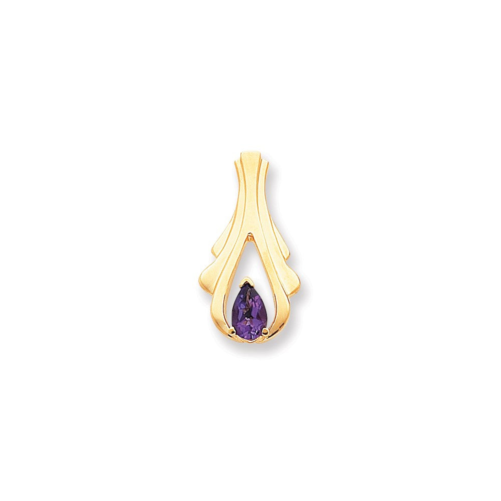 14K Gelbgold 8x5mm Tropfen Amethyst Karo Anhänger