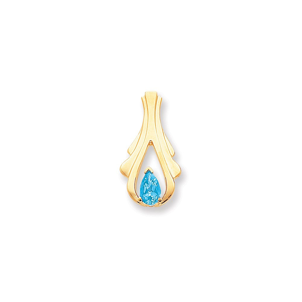 14K Gelbgold 8x5mm Tropfen Blautopas Karo Anhänger