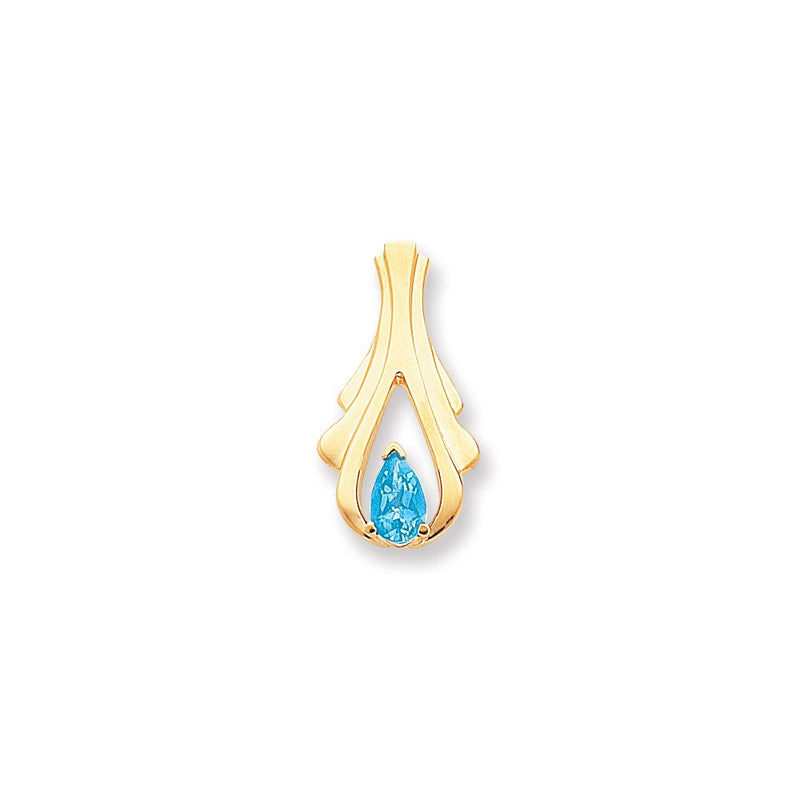14K Gelbgold 8x5mm Tropfen Blautopas Karo Anhänger