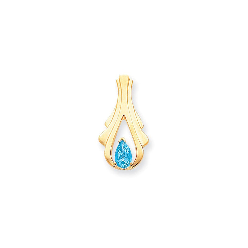 14K Gelbgold 8x5mm Tropfen Blautopas Anhänger