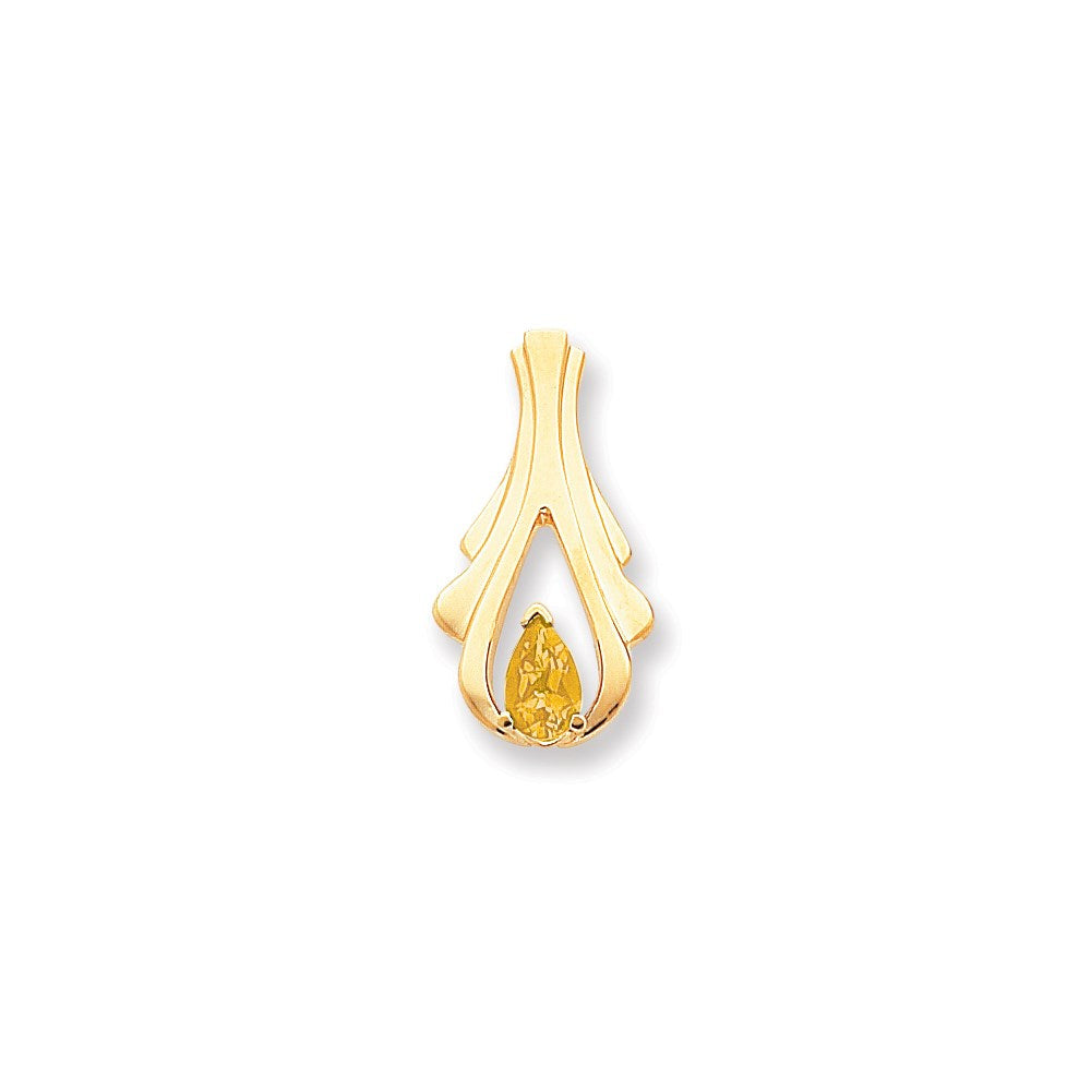 14K Gelbgold 8x5mm Tropfen Citrin Anhänger