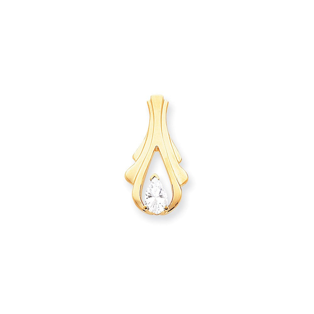 14K Gelbgold 8x5mm Tropfen Zirkonia Anhänger