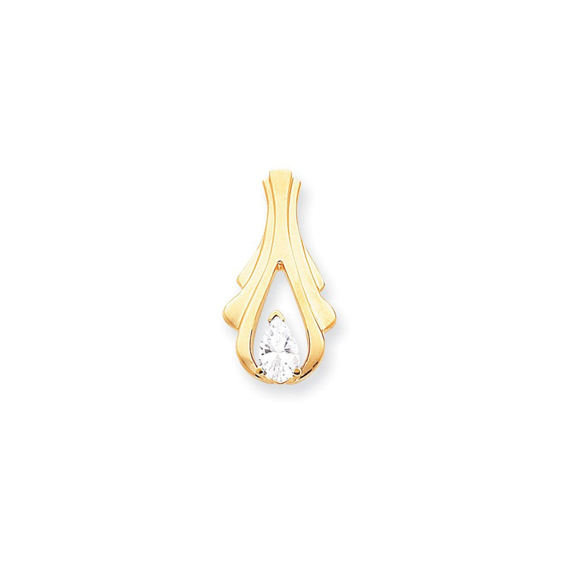 14K Gelbgold 8x5mm Tropfen Zirkonia Anhänger