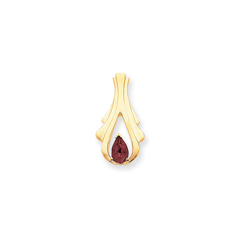 14K Gelbgold 8x5mm Tropfen Granat Karo Anhänger