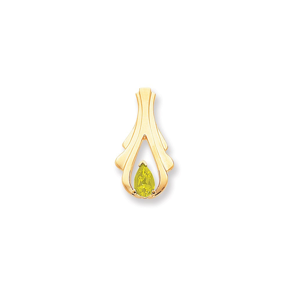 14K Gelbgold 8x5mm Tropfen Peridot Karo Anhänger
