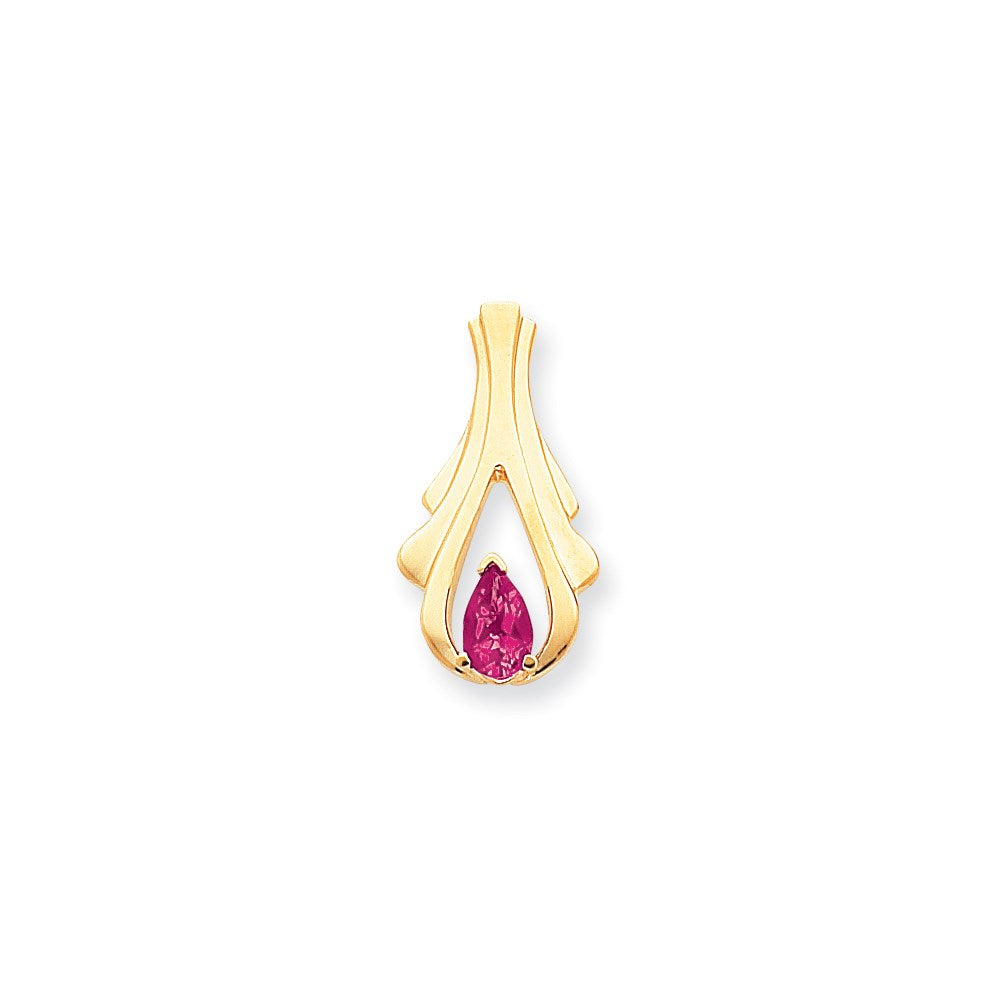 14K Gelbgold 8x5mm Tropfen Rosa Turmalin Anhänger
