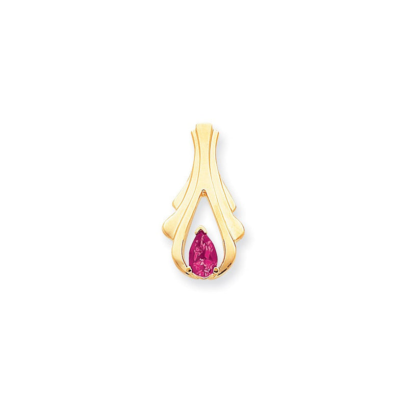 14K Gelbgold 8x5mm Tropfen Rosa Turmalin Anhänger