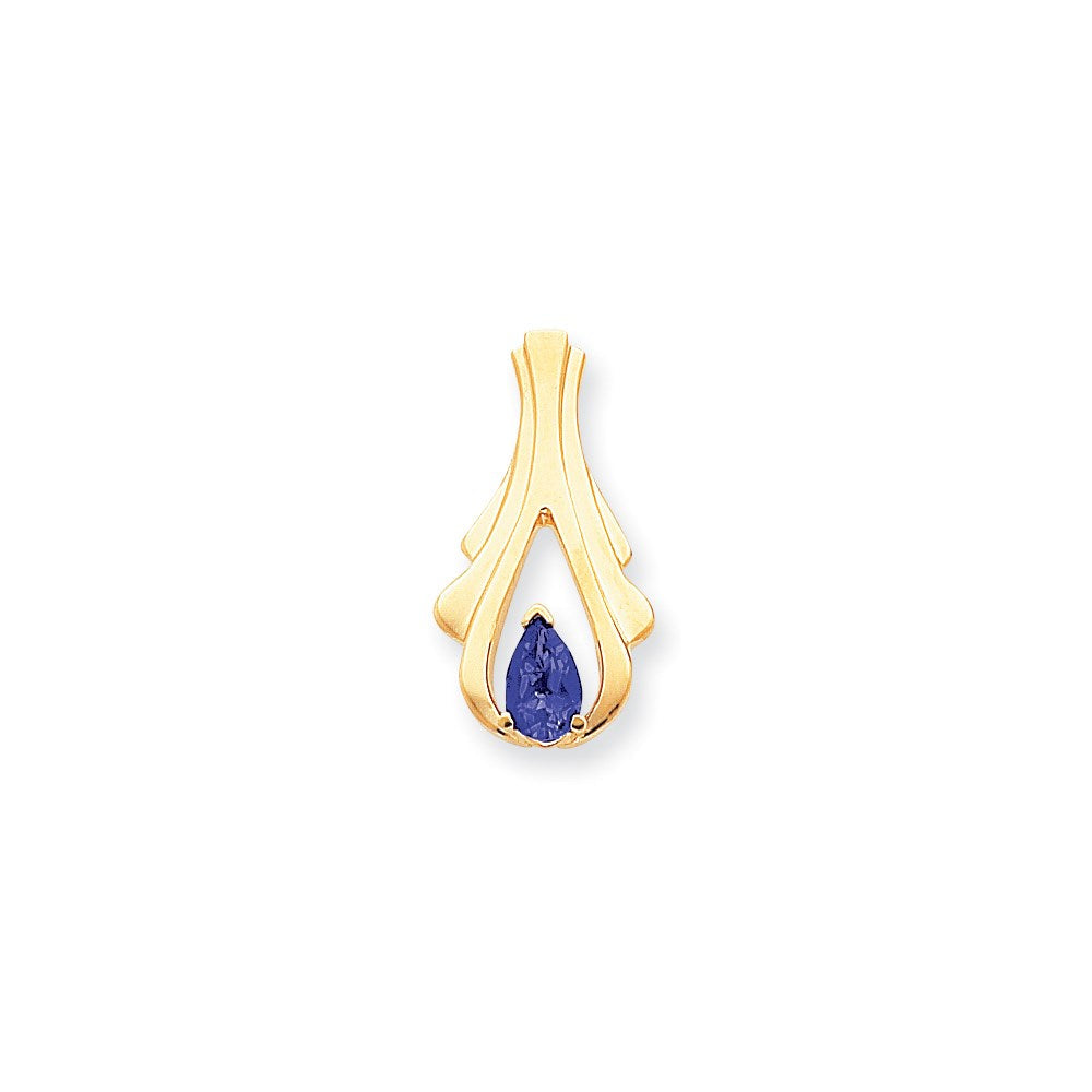 14K Gelbgold 8x5mm Tropfen Saphir Anhänger