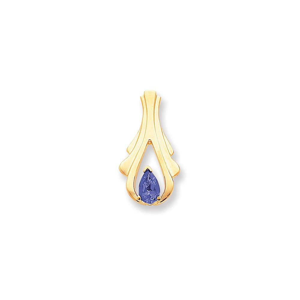 14K Gelbgold 8x5mm Tropfen Tansanit Anhänger