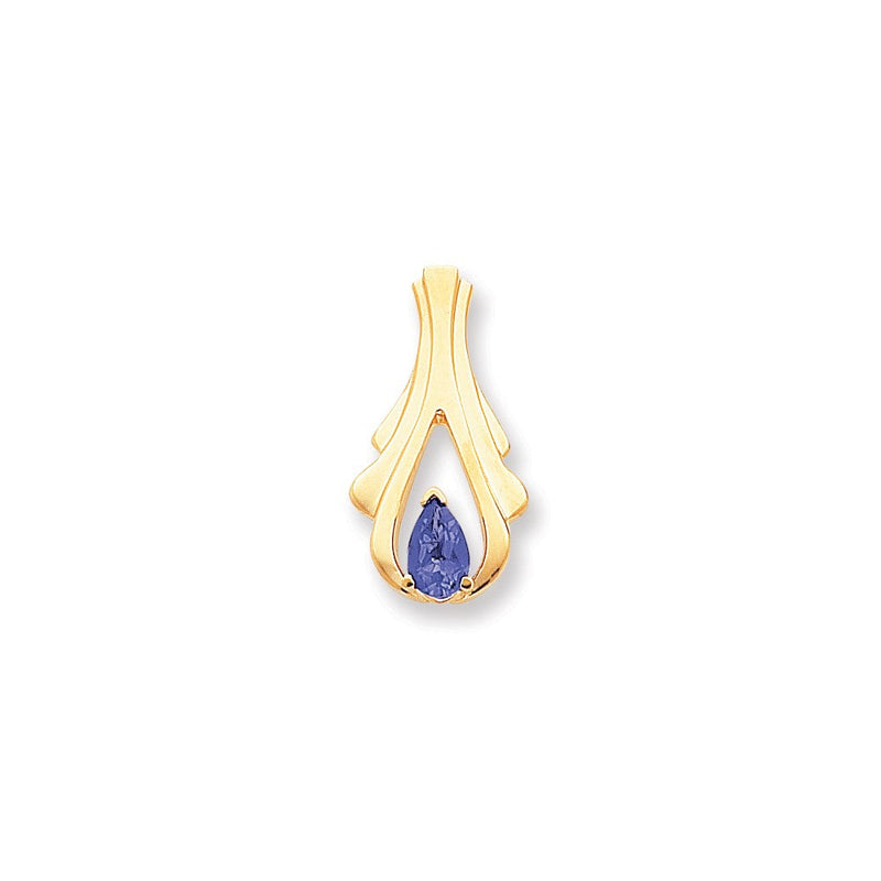 14K Gelbgold 8x5mm Tropfen Tansanit Anhänger