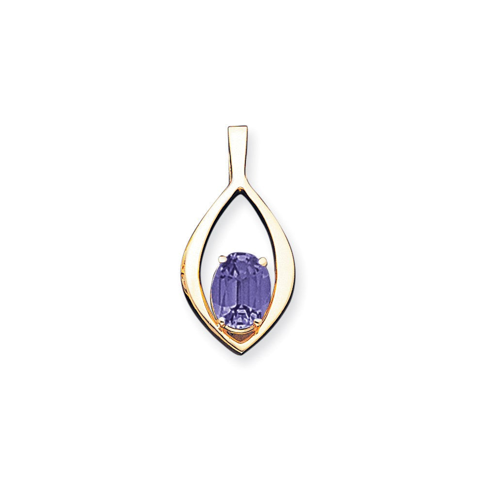 14K Gelbgold 12x10mm Oval Amethyst Anhänger