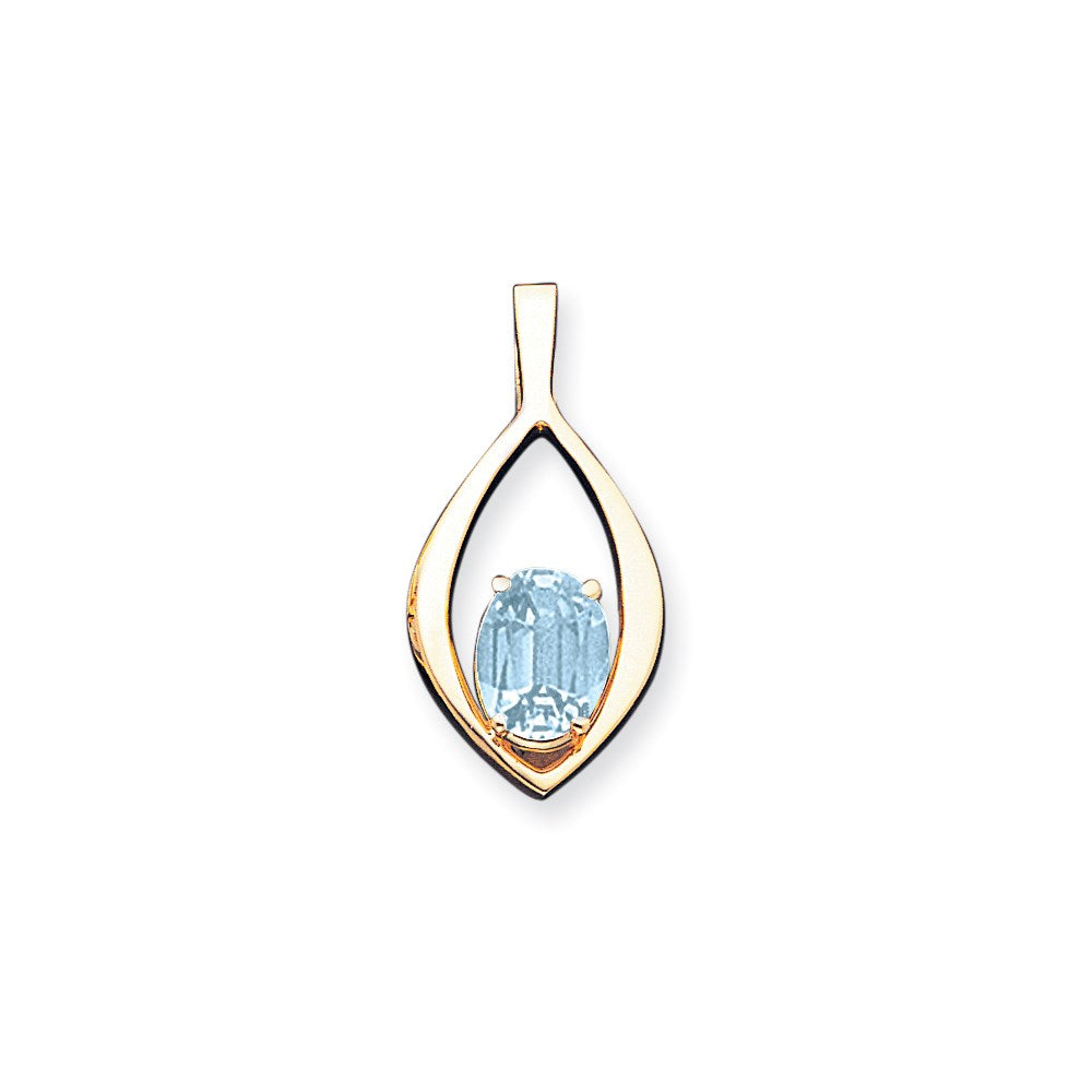 14K Gelbgold 12x10mm Oval Blautopas Anhänger