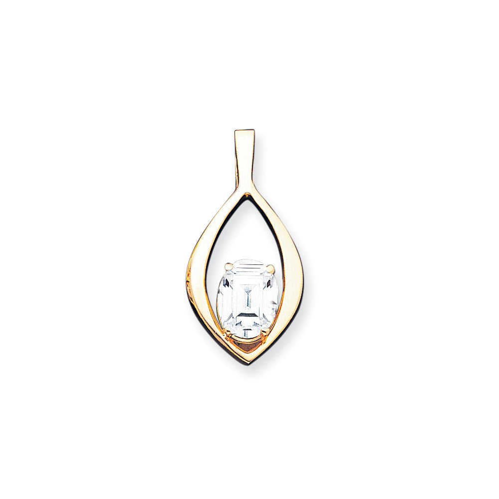 14K Gelbgold 12x10mm Oval Zirkonia Anhänger