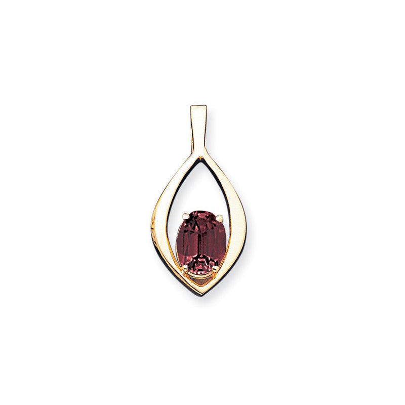 14K Gelbgold 12x10mm Oval Granat Karo Anhänger
