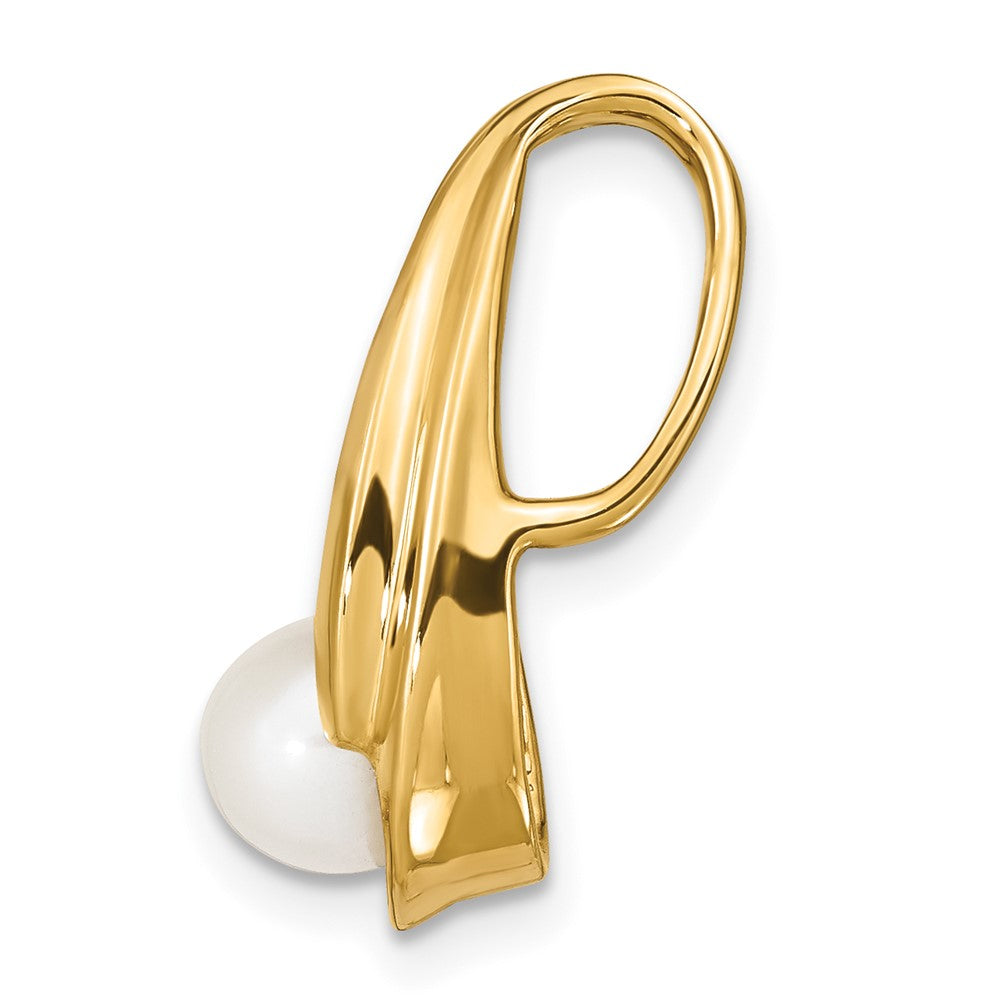 14K Gelbgold 6mm Weiß Rund Süßwasser Zuchtperle Anhänger
