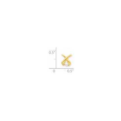 14K Gelbgold 6.5mm Weiß Rund Süßwasser Zuchtperle Fantasie X Anhänger