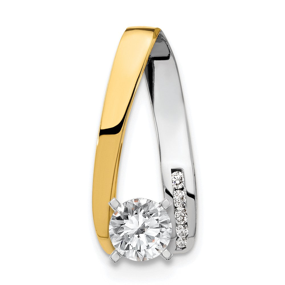 14K Bicolor Peg Slide Anhänger mit natürlichem Diamant AA