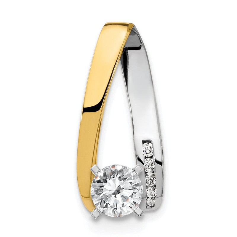 14K Bicolor Diamant-Anhänger mit Steckverschluss