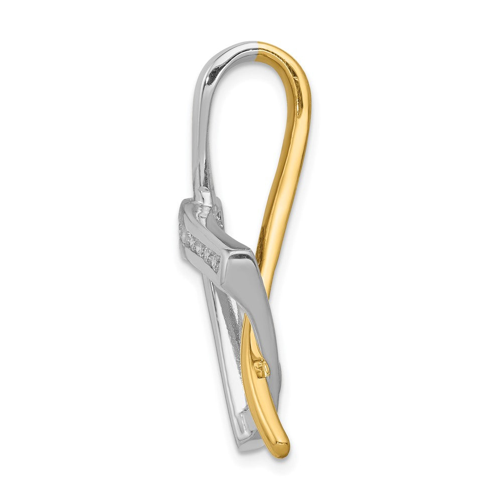 14K Bicolor Schiebeanhänger mit 11 natürlichen Diamanten, 1,6 mm, kanalgefasst