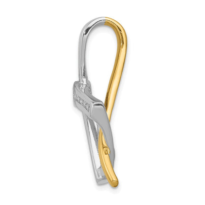 14K Bicolor Schiebeanhänger mit 11 natürlichen Diamanten, 1,6 mm, kanalgefasst