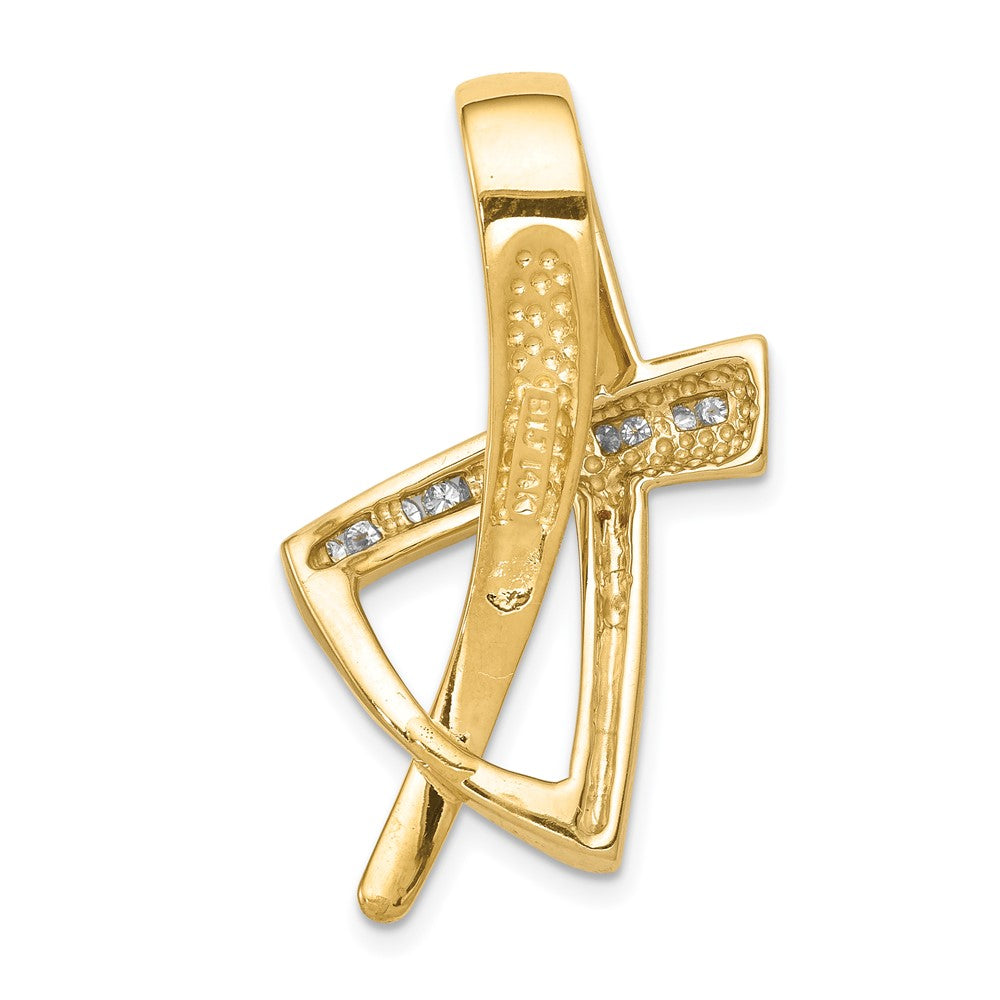 14K Bicolor Schiebeanhänger mit 11 natürlichen Diamanten, 1,6 mm, kanalgefasst