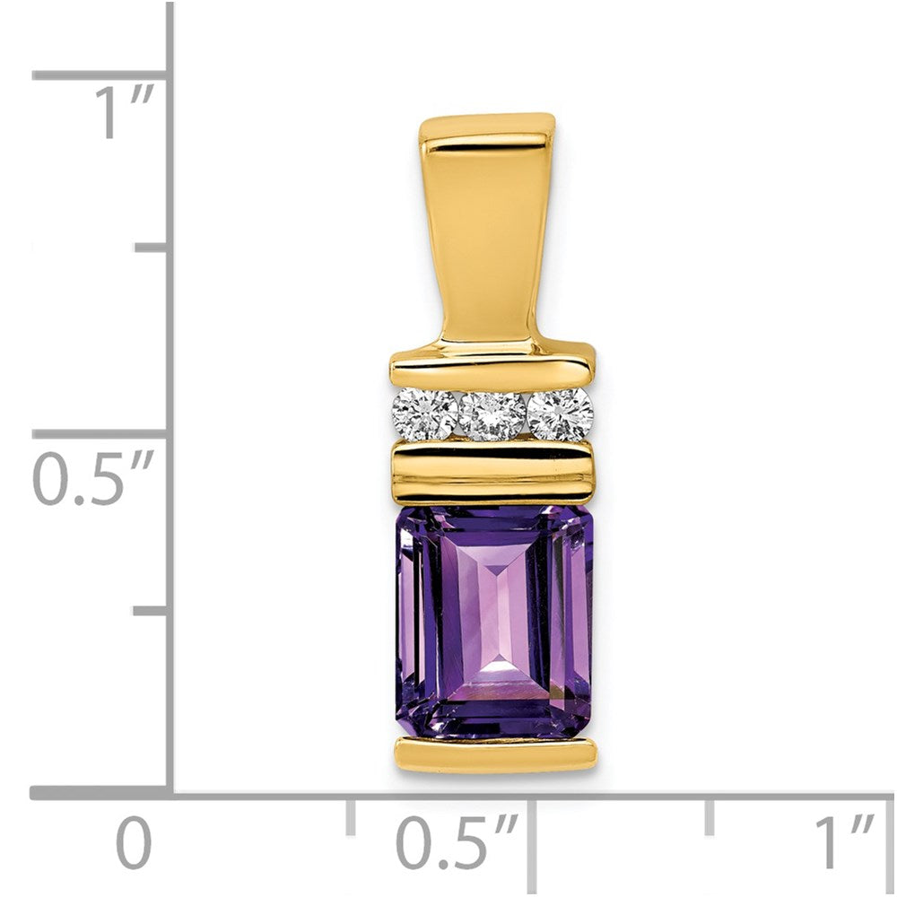 14K Gelbgold 8x6mm Smaragdschliff Amethyst Aaa Diamant Anhänger