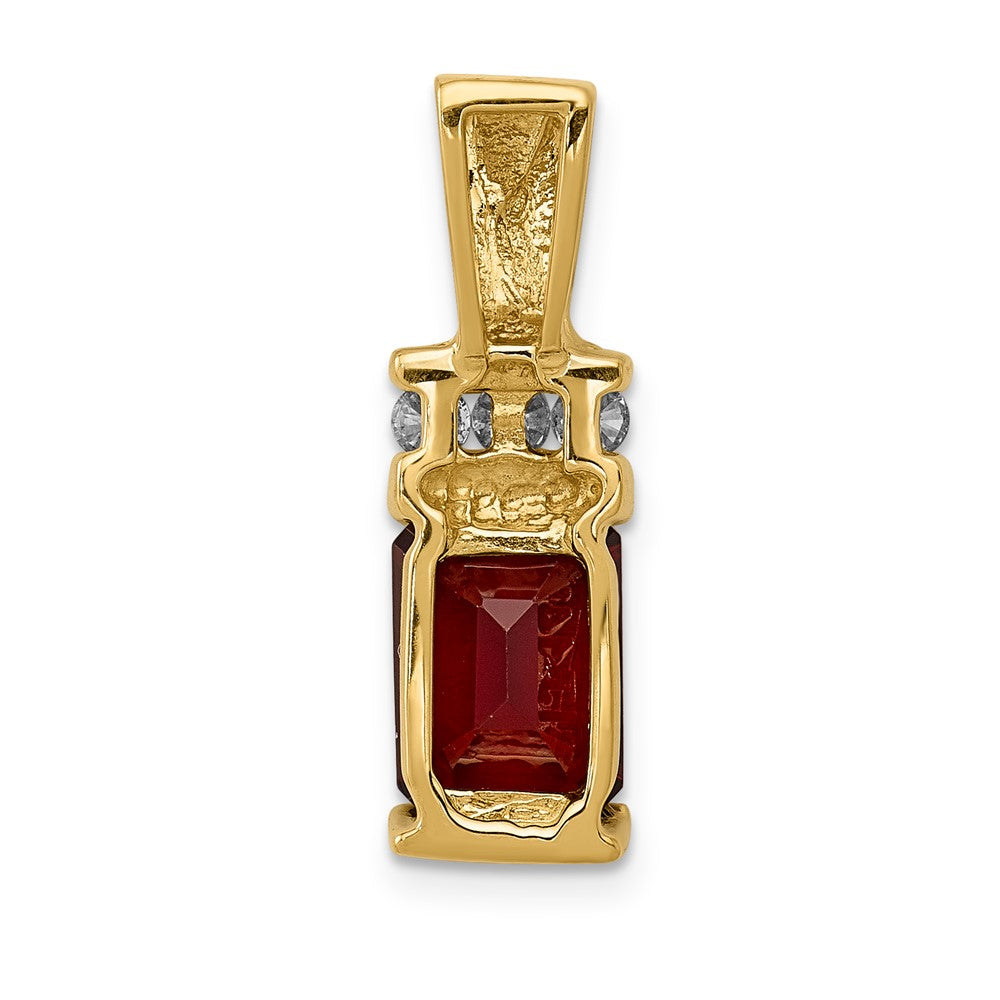 14K Gelbgold 8x6mm Smaragdschliff Granat Vs Diamant Anhänger