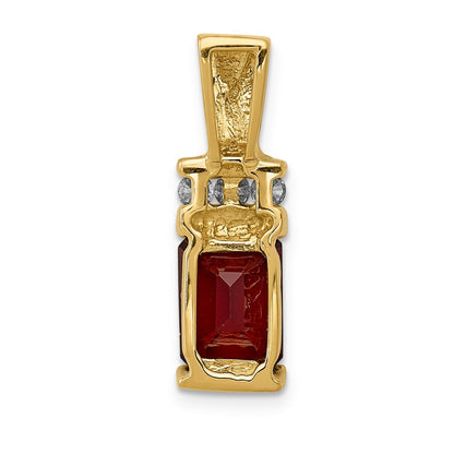 14K Gelbgold 8x6mm Smaragdschliff Granat Vs Diamant Anhänger