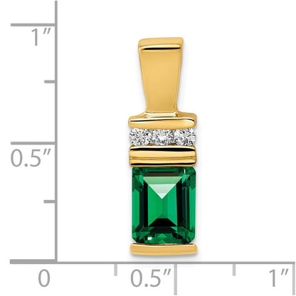 14K Gelbgold 8x6mm Smaragdschliff Fassung St. Helens Aaa Diamant Anhänger